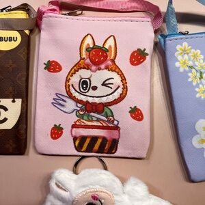 Cute Pink Strawberry Character Pouch